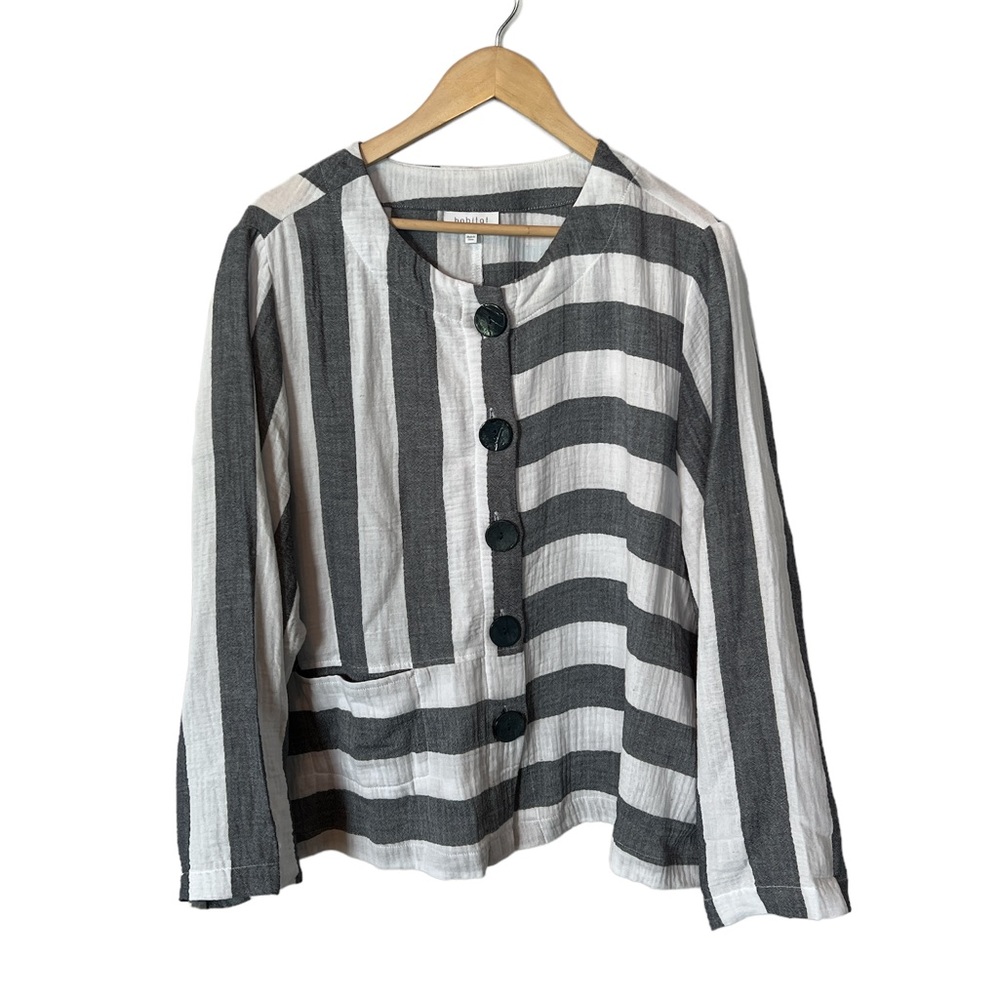 Habitat striped slubbed cotton lightweight jacket XL Lagenlook